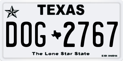 TX license plate DOG2767