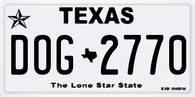 TX license plate DOG2770