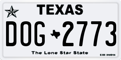 TX license plate DOG2773
