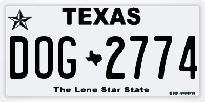 TX license plate DOG2774