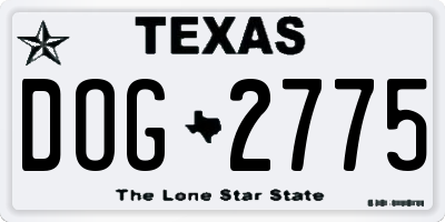 TX license plate DOG2775