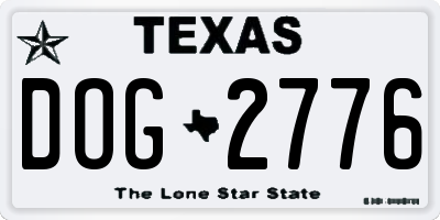 TX license plate DOG2776