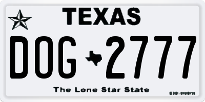 TX license plate DOG2777