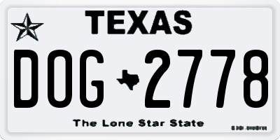 TX license plate DOG2778