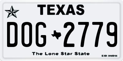TX license plate DOG2779