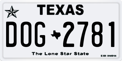 TX license plate DOG2781