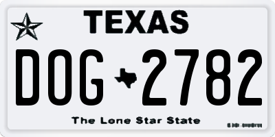 TX license plate DOG2782