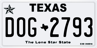 TX license plate DOG2793