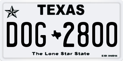 TX license plate DOG2800