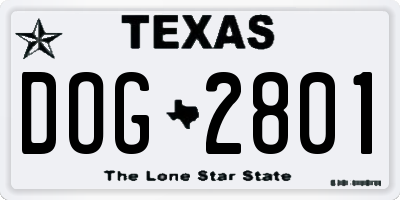 TX license plate DOG2801