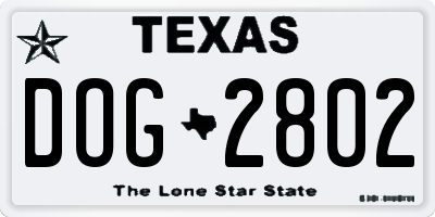 TX license plate DOG2802