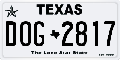 TX license plate DOG2817