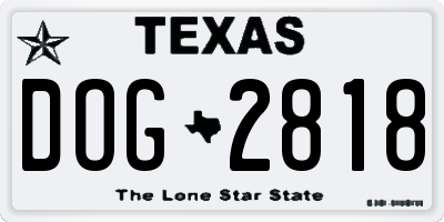 TX license plate DOG2818