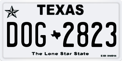 TX license plate DOG2823