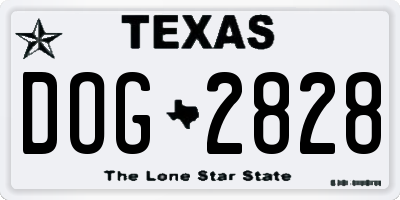 TX license plate DOG2828