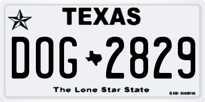 TX license plate DOG2829