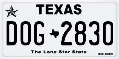 TX license plate DOG2830