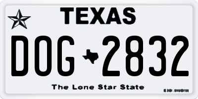TX license plate DOG2832
