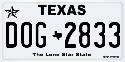 TX license plate DOG2833
