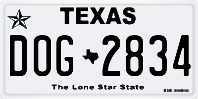 TX license plate DOG2834