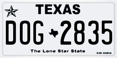 TX license plate DOG2835
