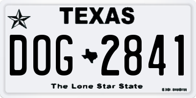 TX license plate DOG2841
