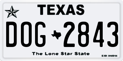 TX license plate DOG2843