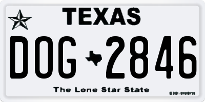TX license plate DOG2846