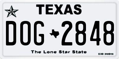 TX license plate DOG2848