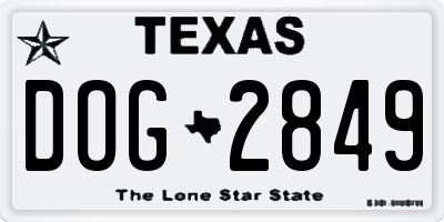 TX license plate DOG2849