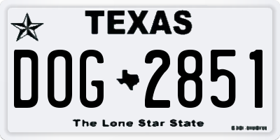 TX license plate DOG2851