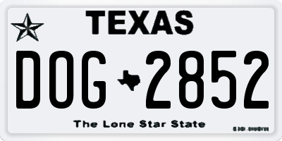 TX license plate DOG2852