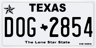 TX license plate DOG2854