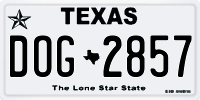 TX license plate DOG2857