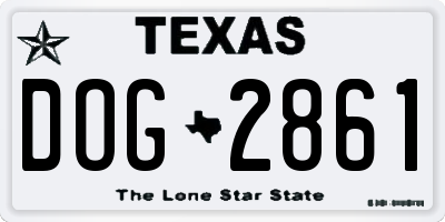 TX license plate DOG2861