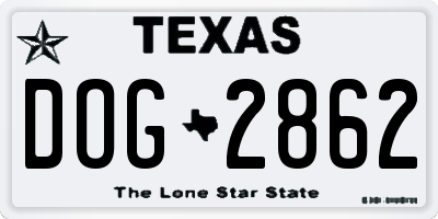 TX license plate DOG2862