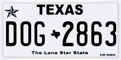 TX license plate DOG2863