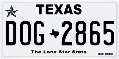 TX license plate DOG2865