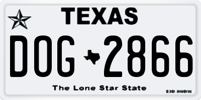 TX license plate DOG2866