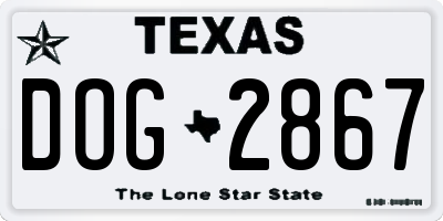 TX license plate DOG2867