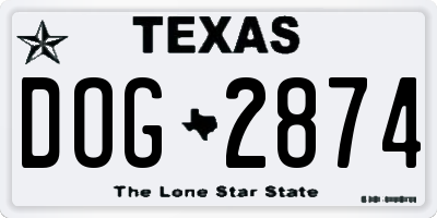 TX license plate DOG2874