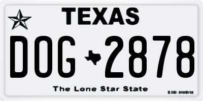TX license plate DOG2878