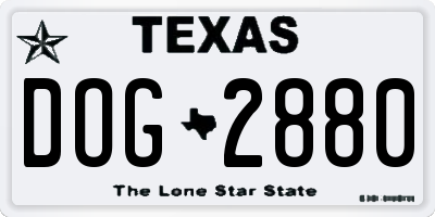 TX license plate DOG2880