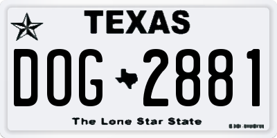 TX license plate DOG2881