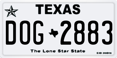 TX license plate DOG2883