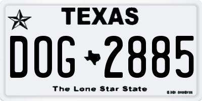 TX license plate DOG2885