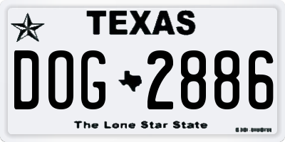 TX license plate DOG2886