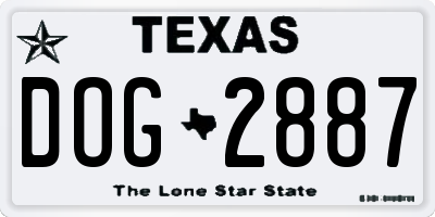 TX license plate DOG2887