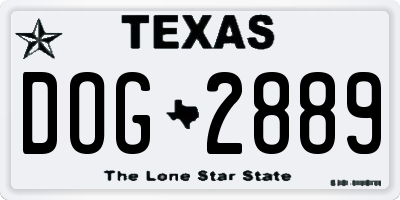 TX license plate DOG2889