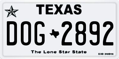 TX license plate DOG2892